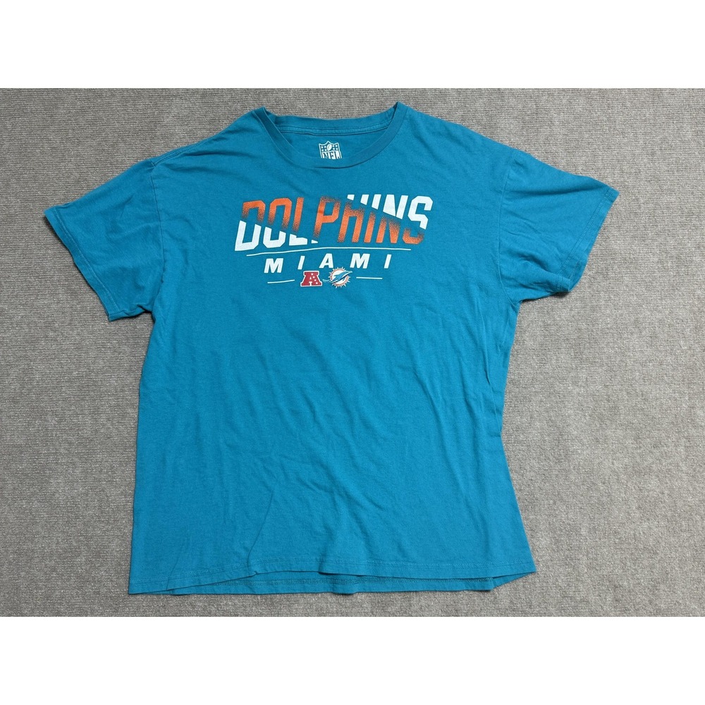 Miami Dolphins Shirt Mens Large Teal‎ NFL Football Miami 66 Graphic 100% Cotton
